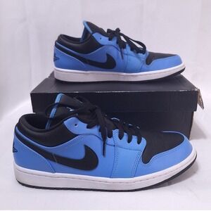 Nike Air Jordan 1 Low University Blue Black White 553558-403 Mens 10.5 UNC w/Box